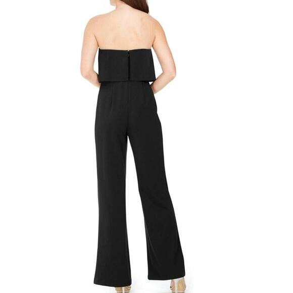 ADRIANNA PAPELL Black Crepe Strapless Popover Wide-Leg Jumpsuit - Sz 4 - NWT - Picture 2 of 7